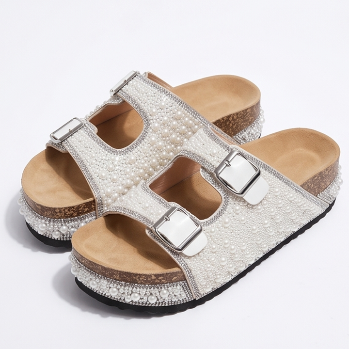 Pearlique – Pearl Platform Slide Sandals