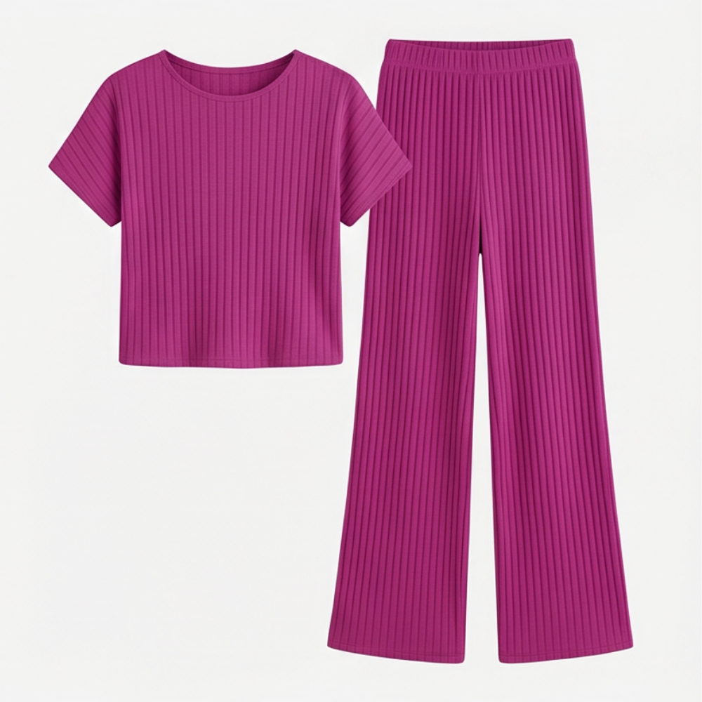 Velura – Women's Soft Ribbed Wide-Leg Set