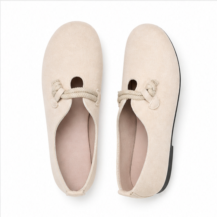 Sollea – Soft Suede Slip-On Flats with Rope Bow