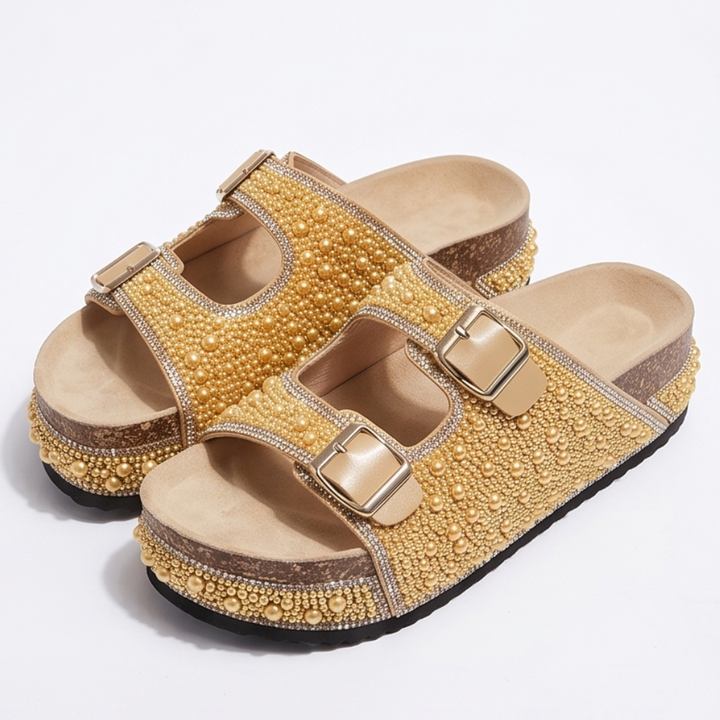 Pearlique – Pearl Platform Slide Sandals