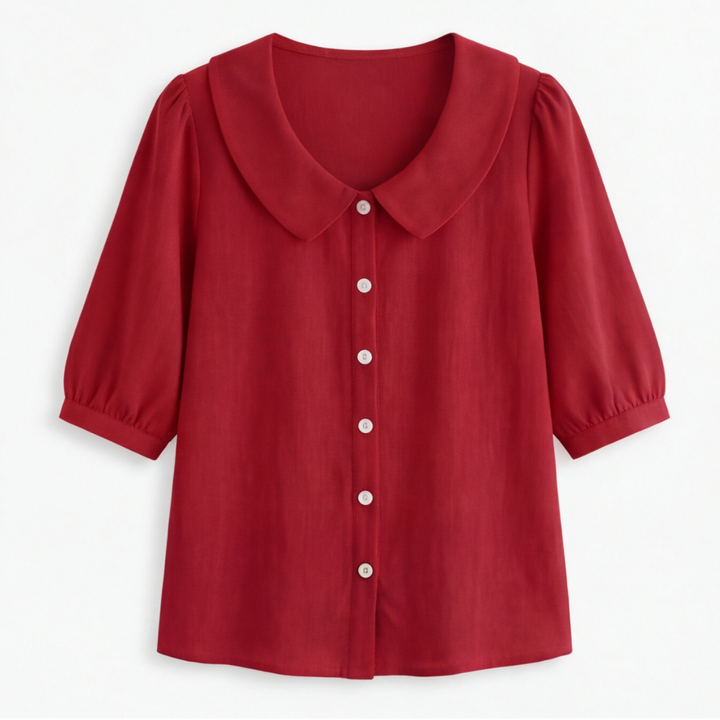 Collaré™ – Retro Peter Pan Collar Button Up Blouse