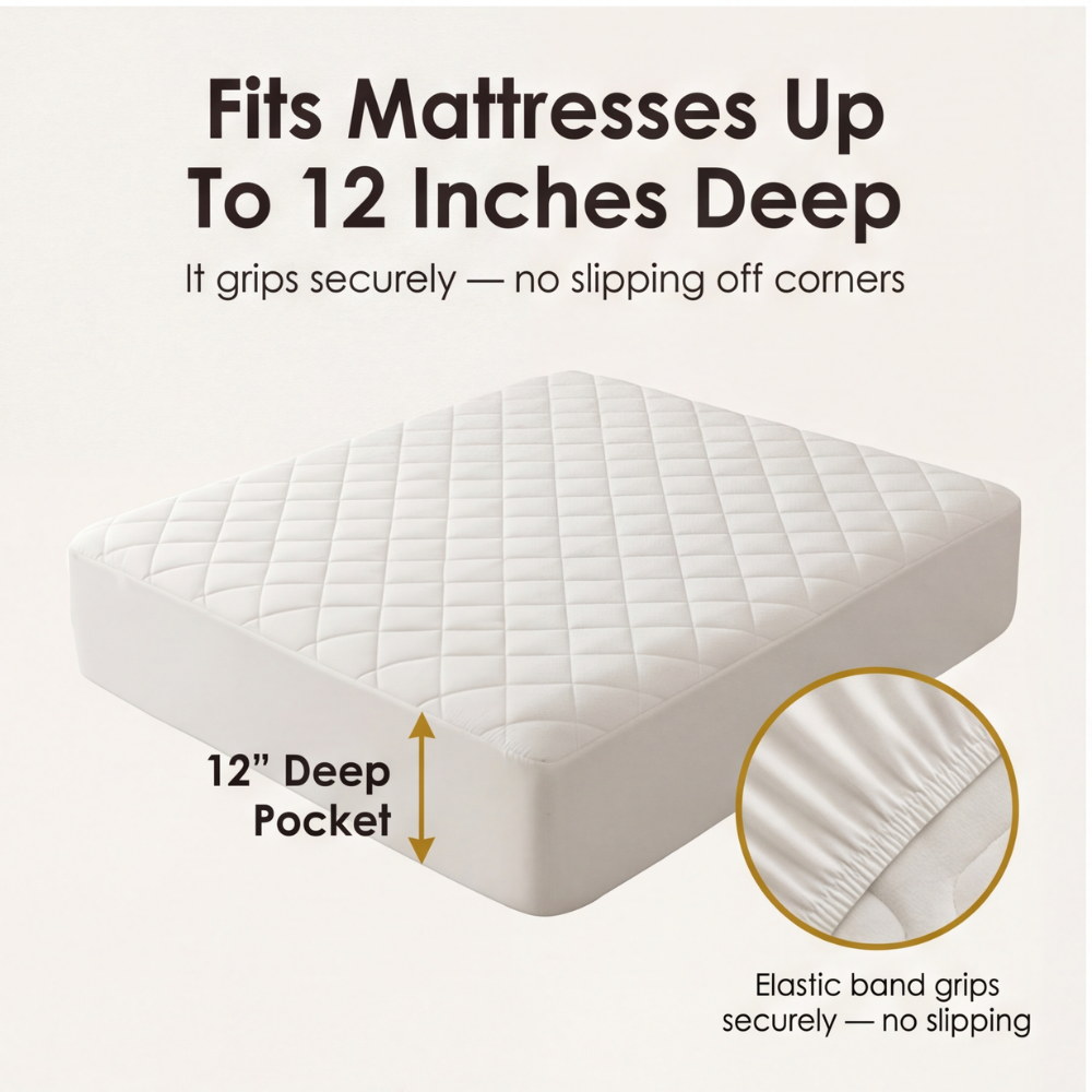 Slumbelle™ – Waterproof Quilted Mattress Cover & Pillowcase Set