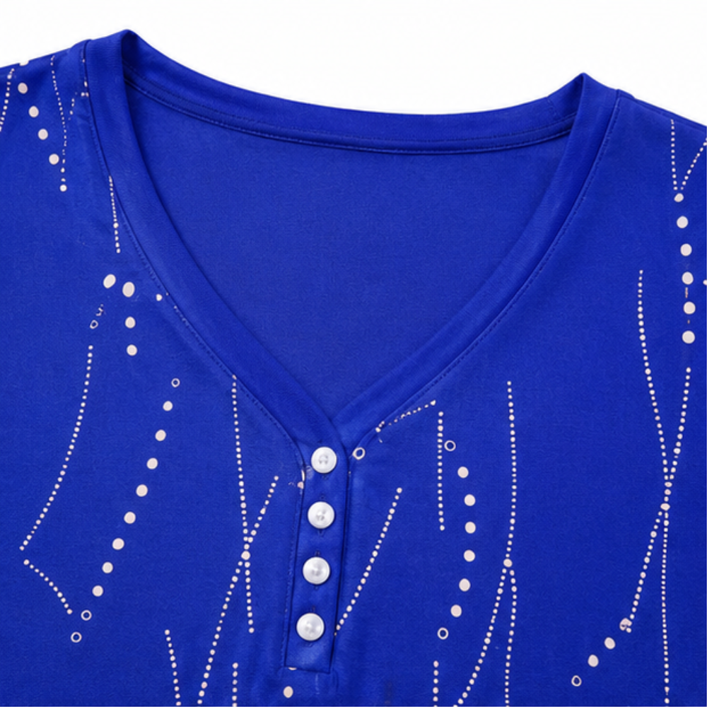 Vivelyn – Dimensional Print V-Neck Blouse