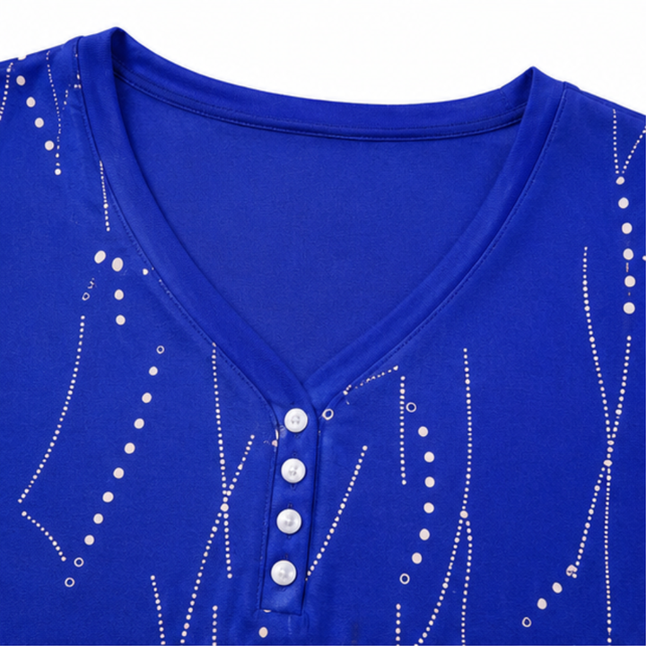 Vivelyn – Dimensional Print V-Neck Blouse