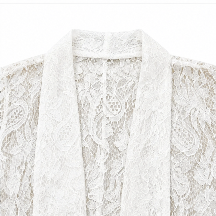 Veluna – Lace-look Open-Front Short Sleeve Vest