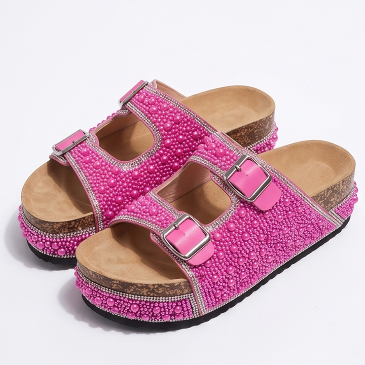 Pearlique – Pearl Platform Slide Sandals
