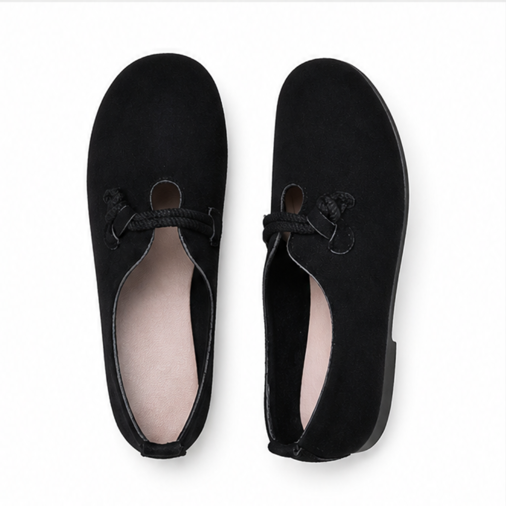 Sollea – Soft Suede Slip-On Flats with Rope Bow