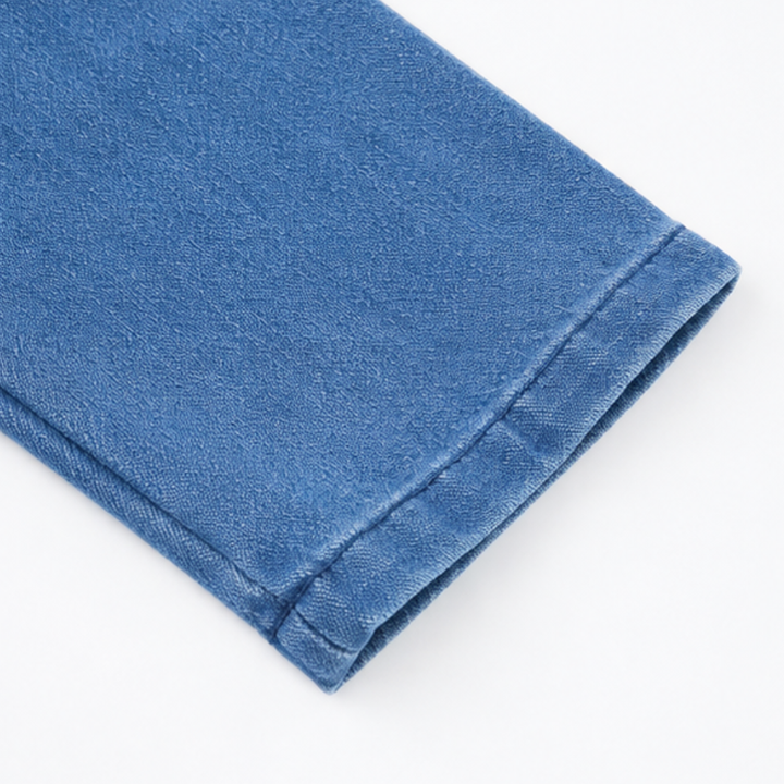 Drapella – Collarless Soft-Denim-Look Button-Down Cardigan