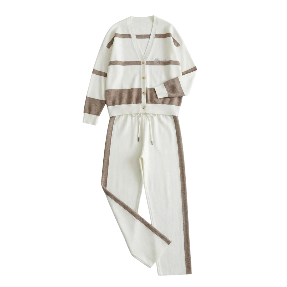 Lunessa™ – Striped Knit Cardigan and Pants Set