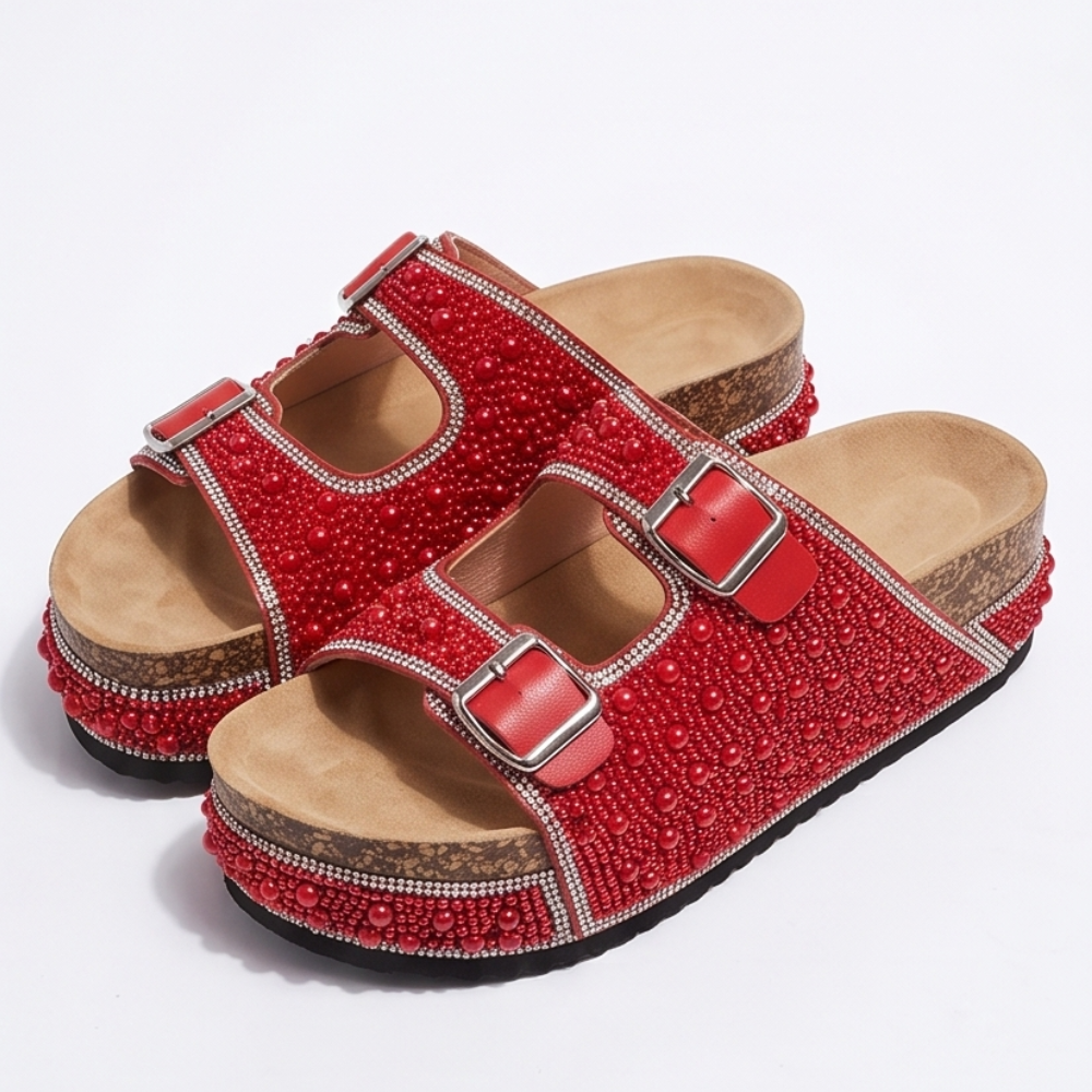 Pearlique – Pearl Platform Slide Sandals