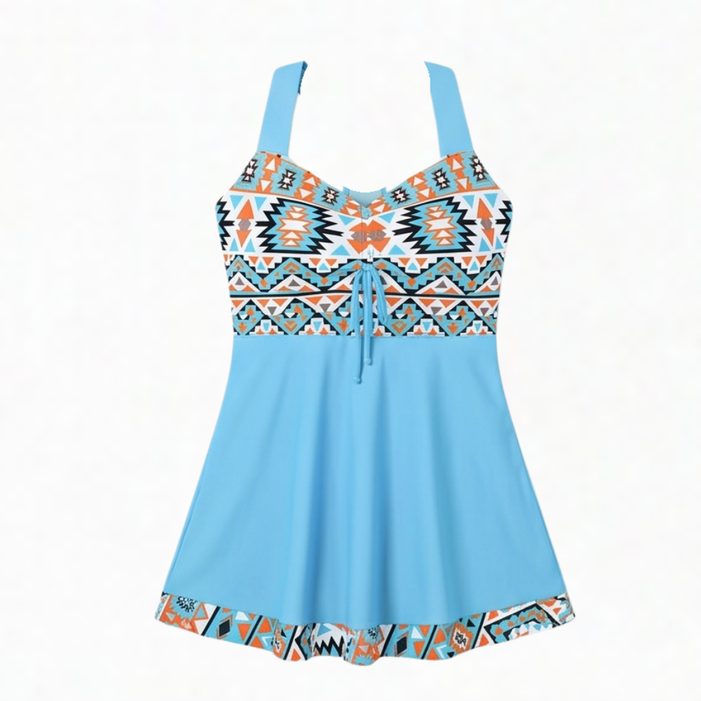 Marenza – Women's Halter Swimdress with Flowy A-Line Skirt