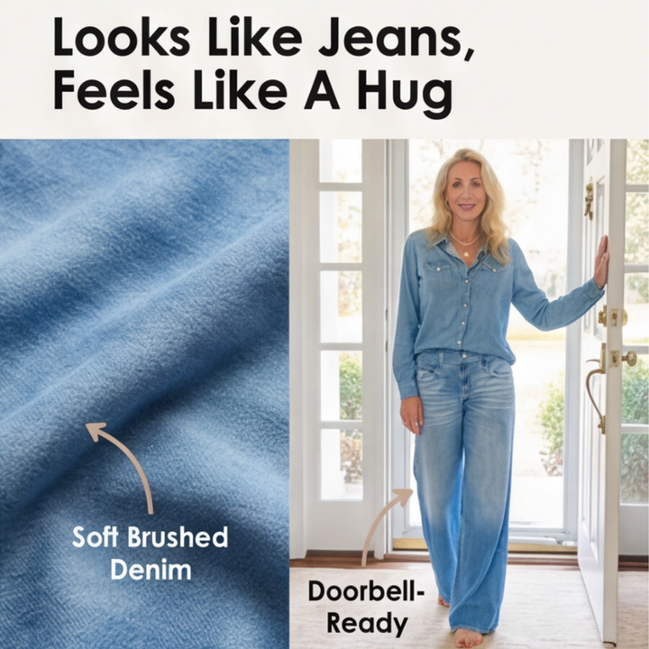 Veluna – Women's Soft Denim-Look Pajama Set