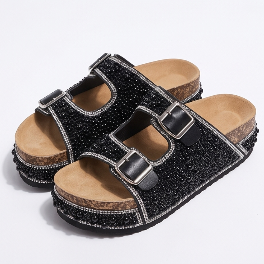 Pearlique – Pearl Platform Slide Sandals