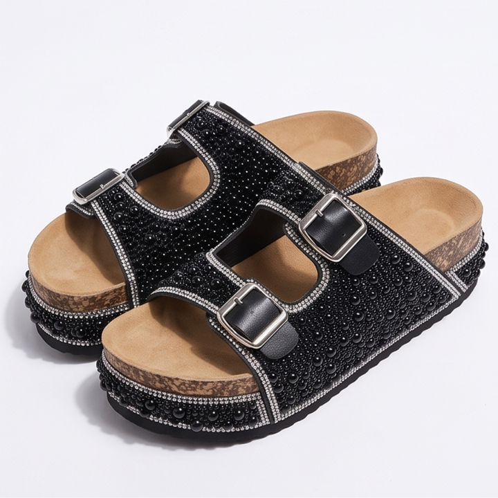 Pearlique – Pearl Platform Slide Sandals