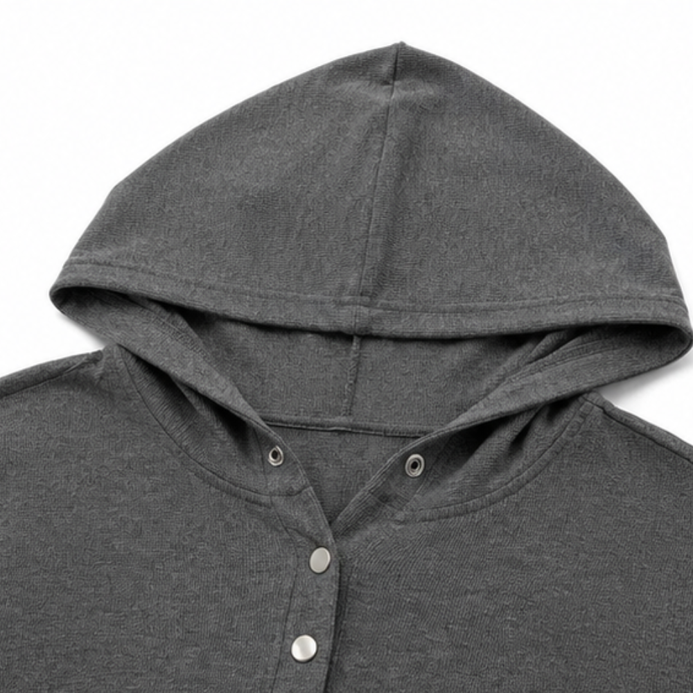 Wearbella – Waffle Knit Button Henley Hoodie