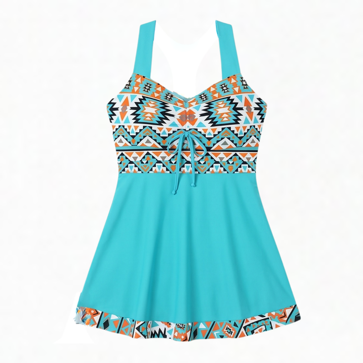 Marenza – Women's Halter Swimdress with Flowy A-Line Skirt