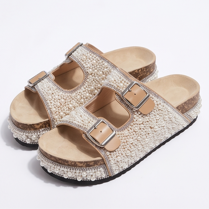 Pearlique – Pearl Platform Slide Sandals