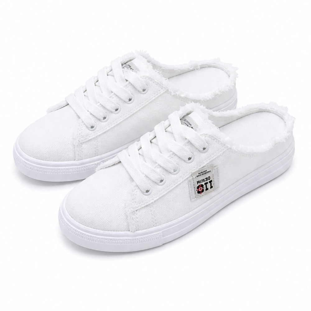 Vellora – Frayed Denim Slip-On Sneakers