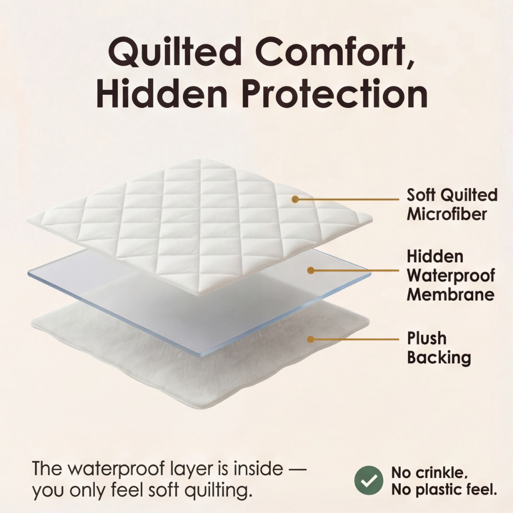 Slumbelle™ – Waterproof Quilted Mattress Cover & Pillowcase Set