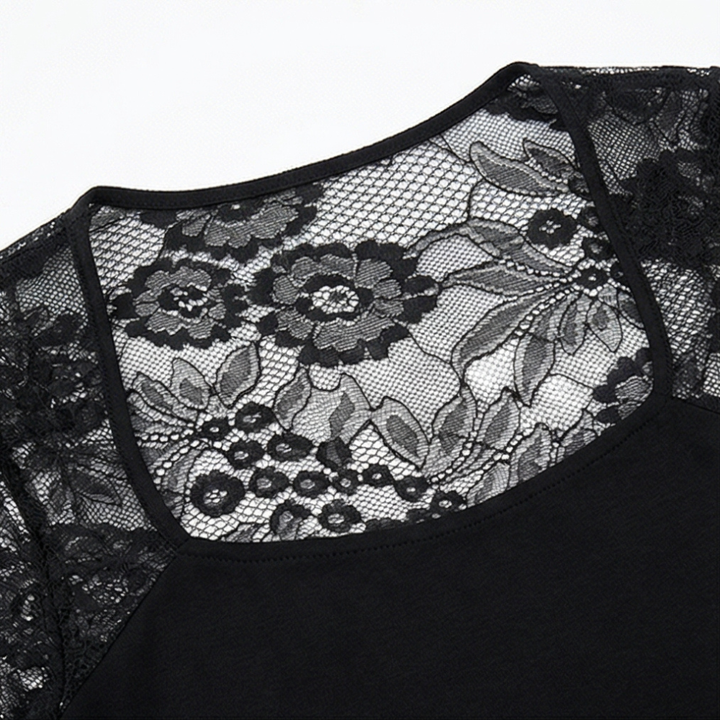 Lacelle – Women's Sheer Floral Lace Sleeve Top