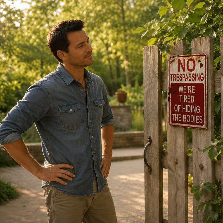 Hollerwood™ – Rustic No Trespassing Tin Sign for Porch Garage Garden