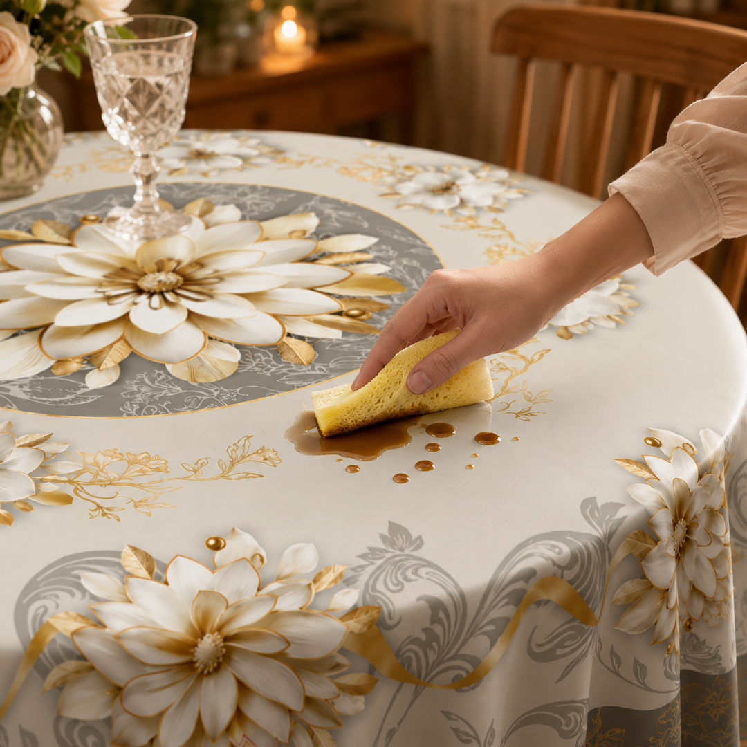 Florenza – Embossed Floral Waterproof Tablecloth for Round & Rectangular Tables