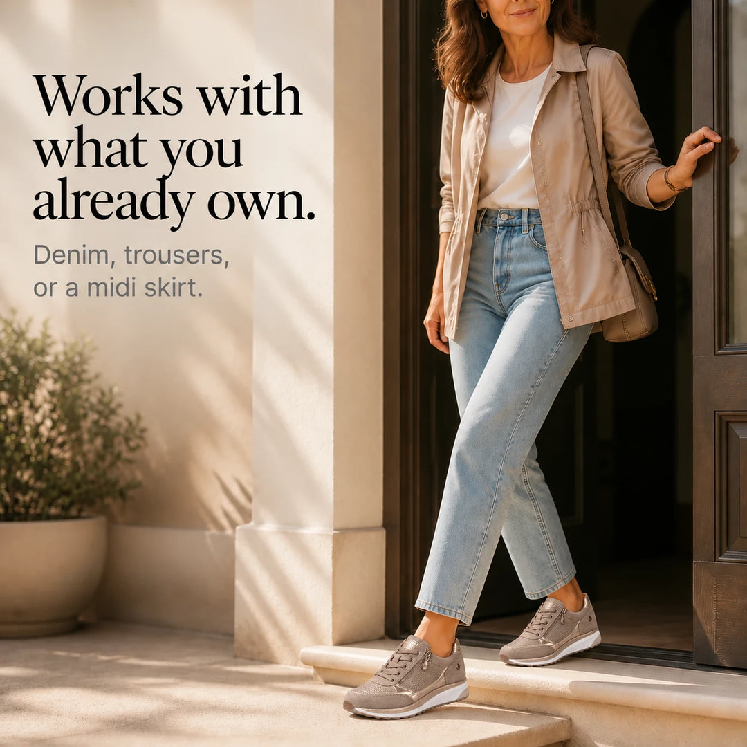 Eugénie Zip – Metallic Accent Casual Sneakers