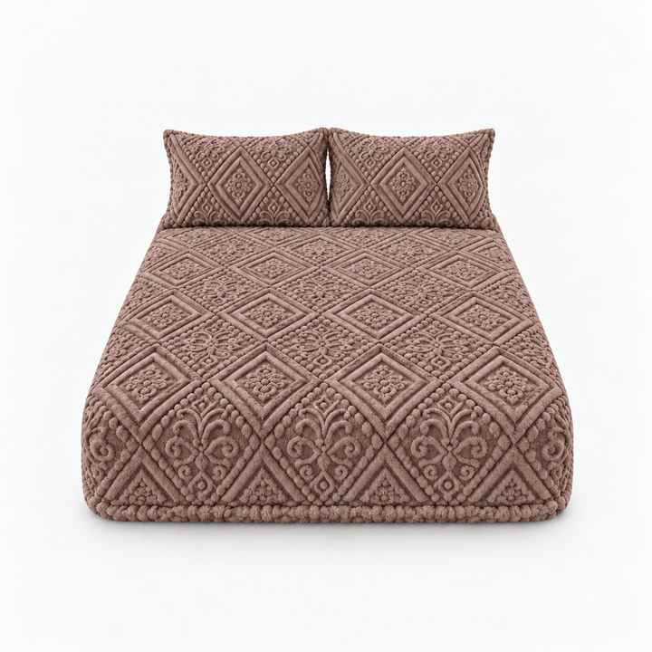 Damask Haven – Raised Damask Plush Fitted Sheet
