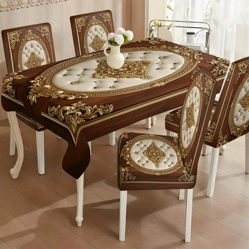 Tavolara – Ornate Embossed Tablecloth And Chair Cover Set