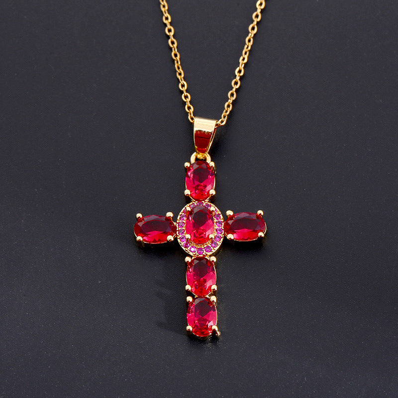 Solavée – Crystal Cross Pendant Necklace