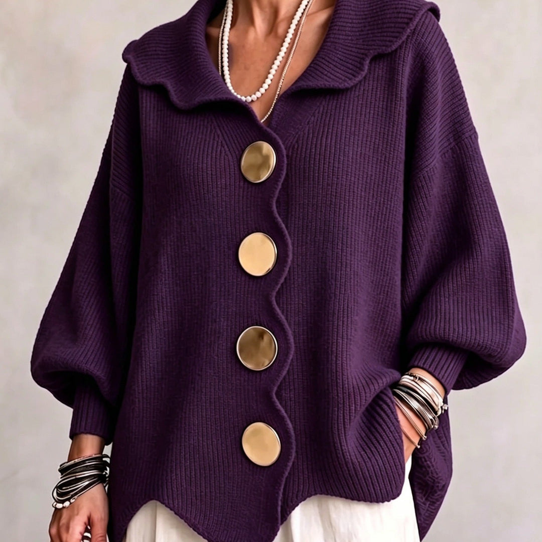 Ribelle – Ribbed Wide-Sleeve Button Cardigan
