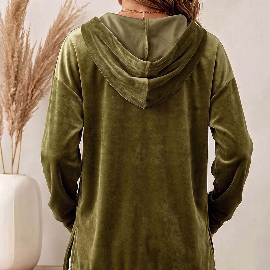 Velvenne – Asymmetric Button-Front Hoodie
