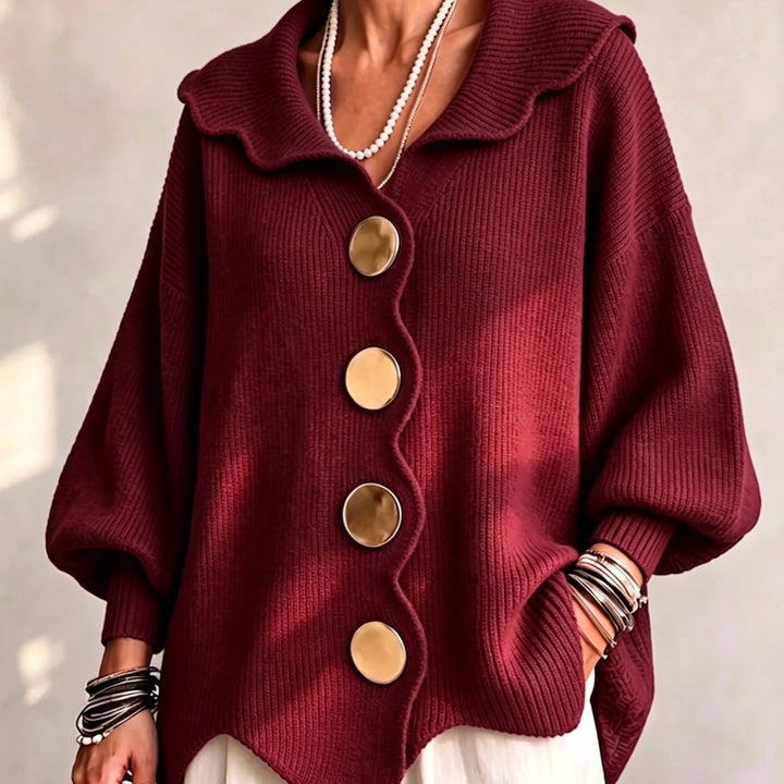 Ribelle – Ribbed Wide-Sleeve Button Cardigan