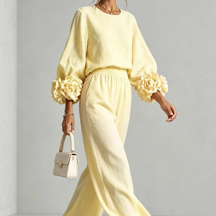 Cufflora – Floral Cuff Wide-Leg Two-Piece Set