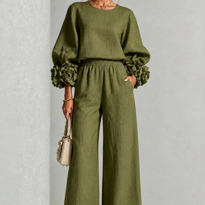 Cufflora – Floral Cuff Wide-Leg Two-Piece Set