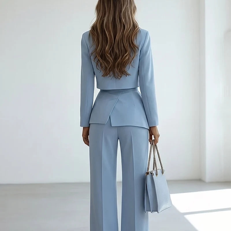 Wearbella – Notch Lapel Layered-Look Blazer And Trouser Set