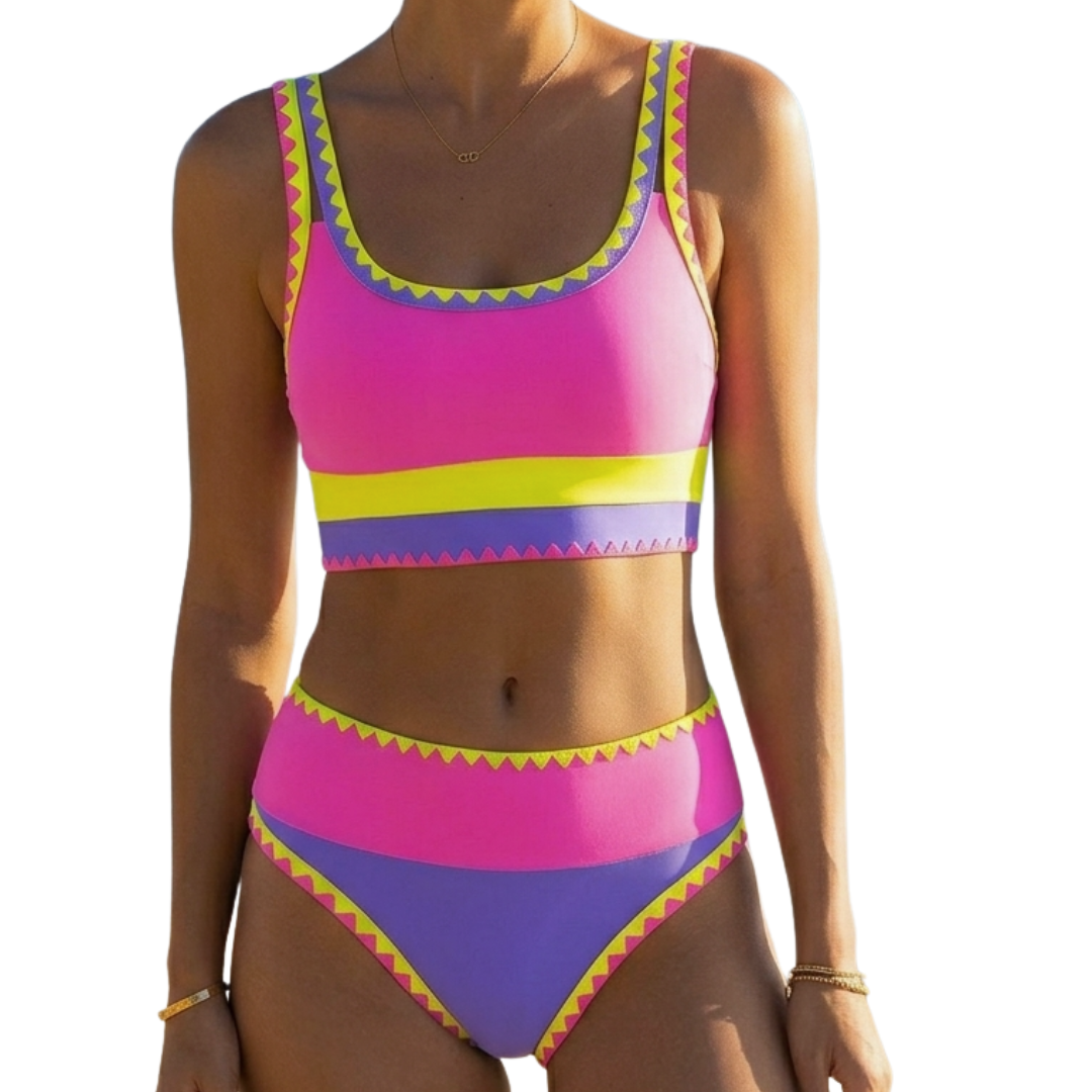 Solara™ Color Block Sporty 3 Piece Bikini Set