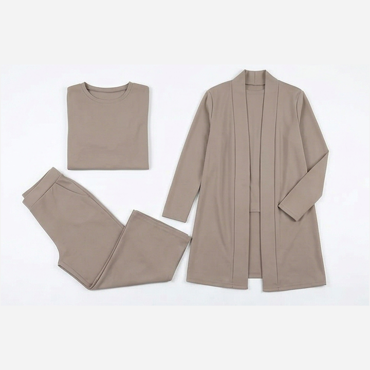 Vivara – Women's Three-Piece Matching Set with Longline Cardigan