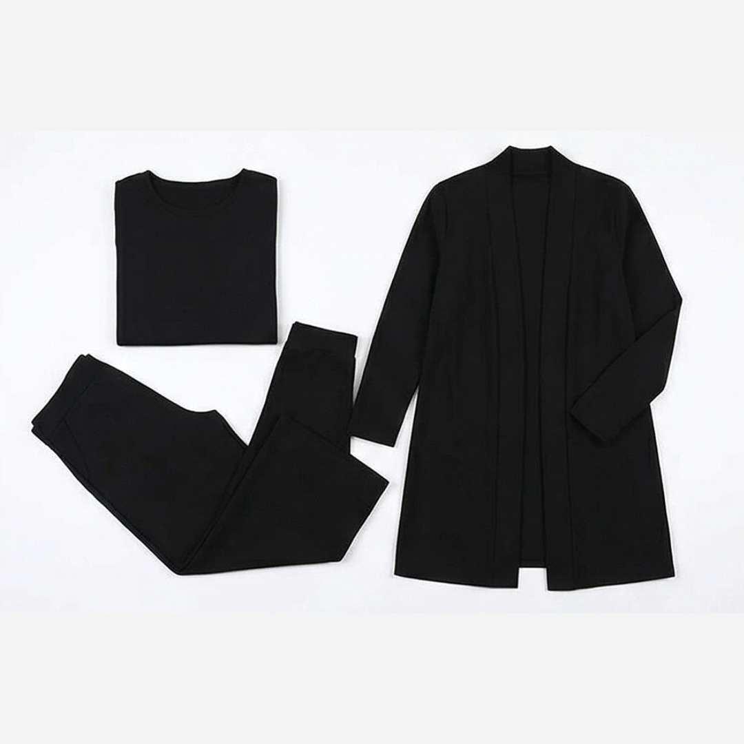 Vivara – Women's Three-Piece Matching Set with Longline Cardigan
