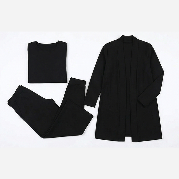 Vivara – Women's Three-Piece Matching Set with Longline Cardigan