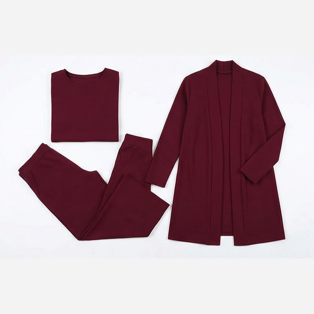 Vivara – Women's Three-Piece Matching Set with Longline Cardigan