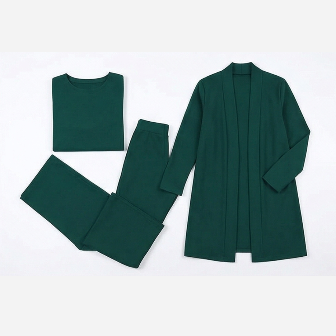Vivara – Women's Three-Piece Matching Set with Longline Cardigan