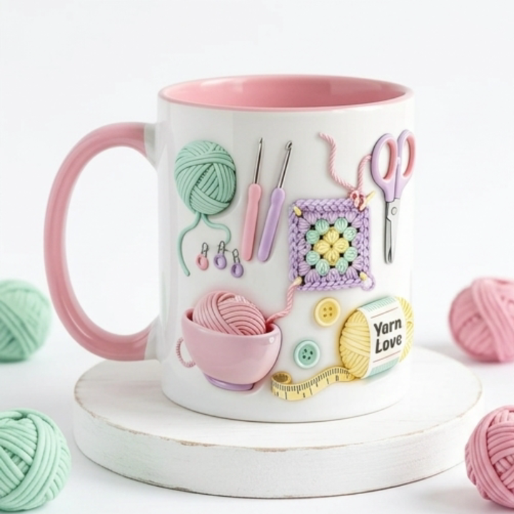 Yarnlove – 3D crafting mug for knitters and crocheters