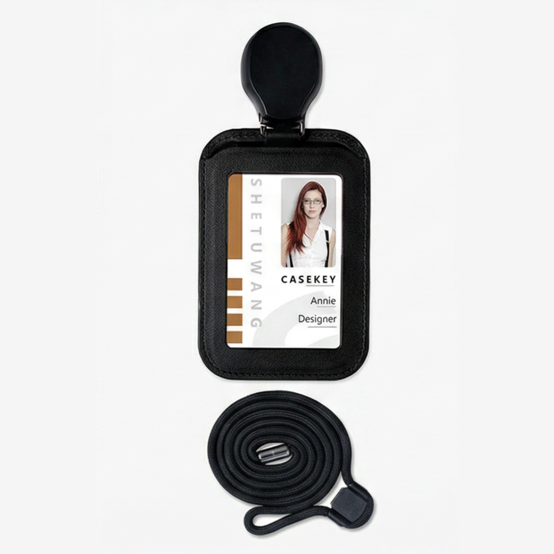 Carden – Retractable faux leather badge holder