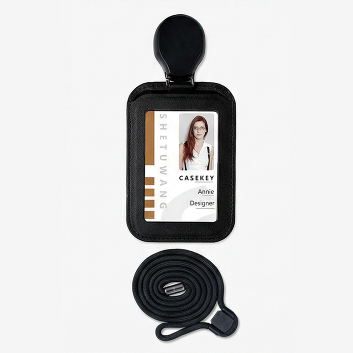 Carden – Retractable faux leather badge holder