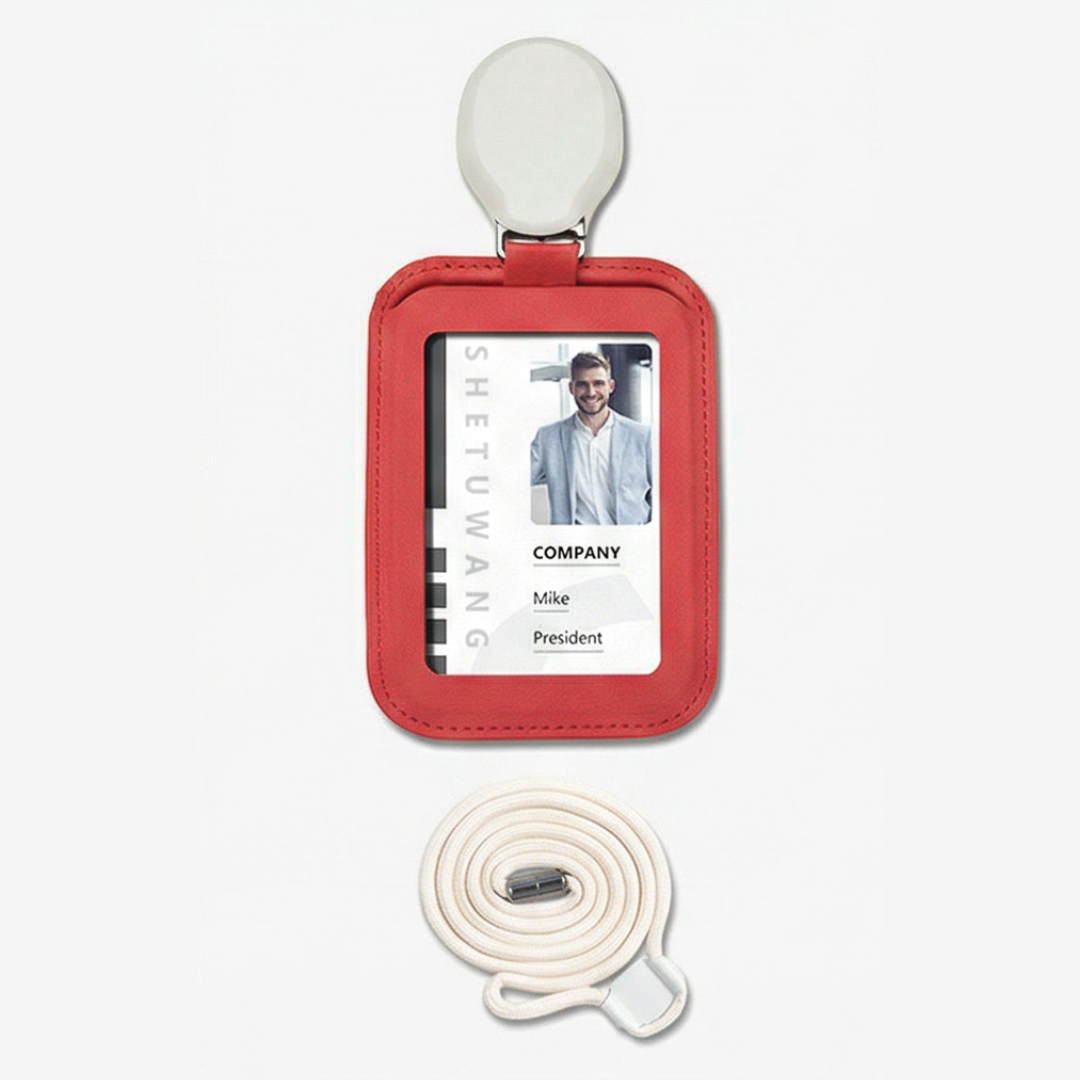 Carden – Retractable faux leather badge holder