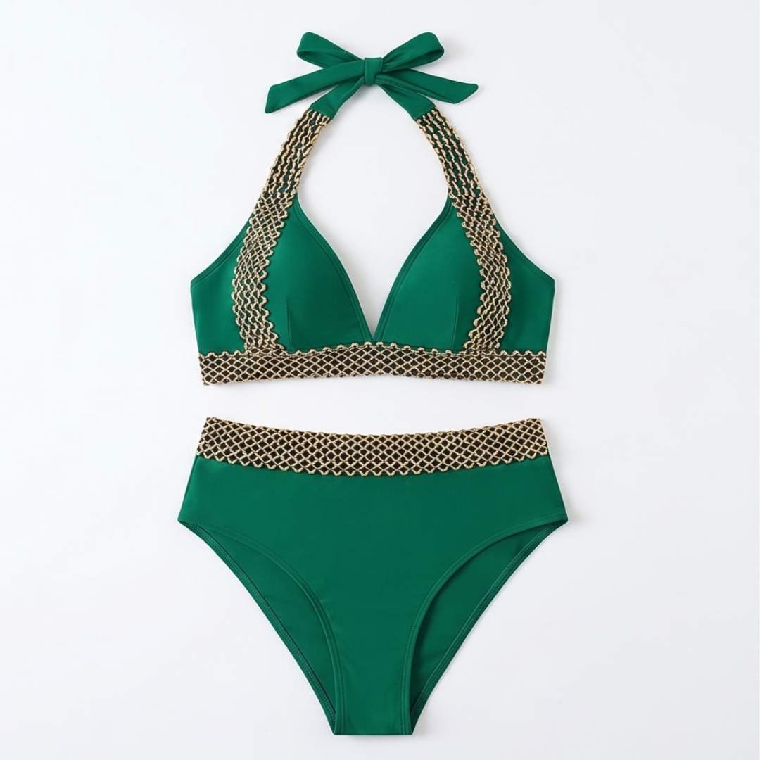 Soléra – Woven Chain-Trim High-Waist Bikini