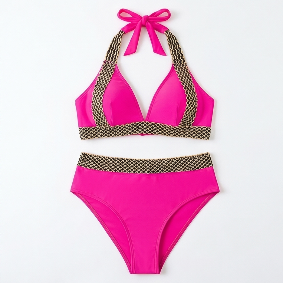 Soléra – Woven Chain-Trim High-Waist Bikini