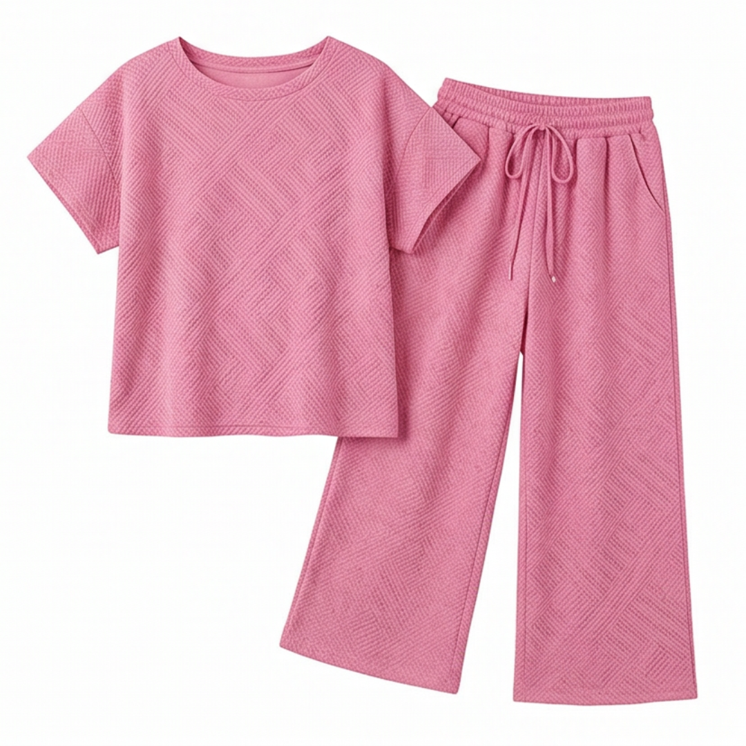 Lunavia – Women's Textured Knit Two-Piece Lounge Set
