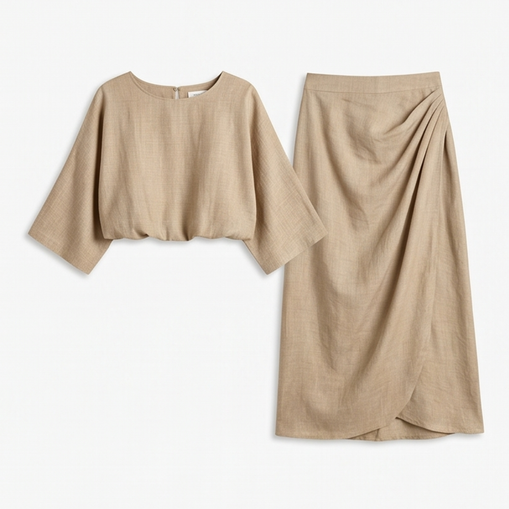 Lunavia – Women's Kimono Sleeve Plus-Size Two-Piece Set